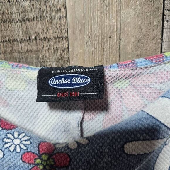 Anchor Blue Vintage 90s Blue Floral Tunic Mini Dress - Picture 3 of 4